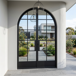 Luxury Arch Top Front Door Designs Wrought Iron Doors Double LOW E Glass