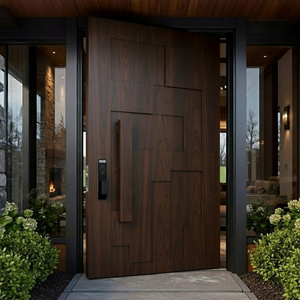Modern Aluminum Pivot Entry Door Luxury Exterior Front Door Thermal Break Custom Size Double Glass