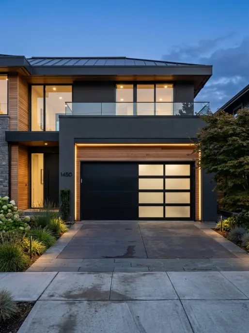 Glass sectional aluminum garage doors