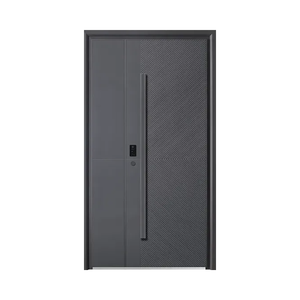Custom Modern Stainless Steel Front Entrance Door Black Hurricane Villa Anti-Theft