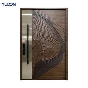 Aluminum Pivot Door Puertas De Seguridad Exterior Modern Entry Door Anti Rust Hidden Hinge