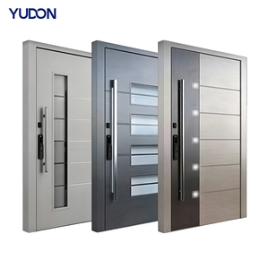 Luxury American Design Exterior Pivot Entrance Door Zinc Alloy Fireproof Glass