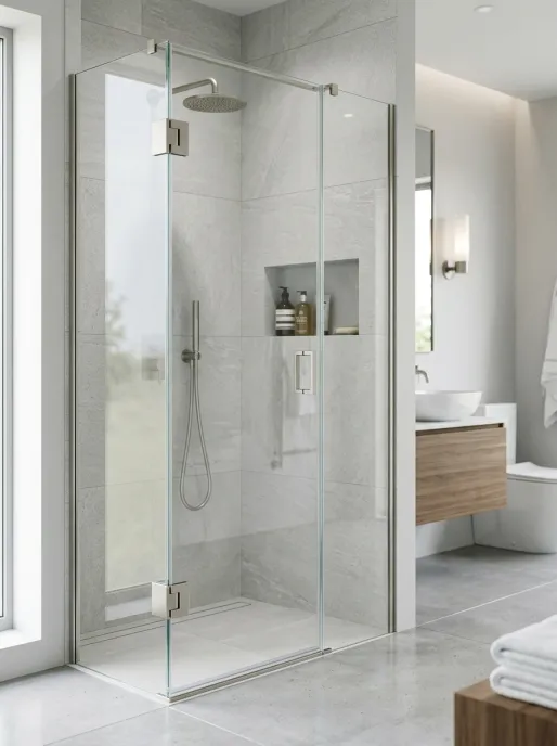 Frameless aluminum glass shower doors