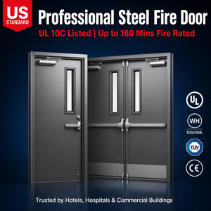 CHANGYI Certified Hotel Commercial Steel Fire Doors Double Exterior Metal Fire Rating Modern Security
