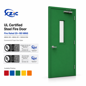 UL 10C Steel Stiffened Core Panic Bar Vision Lite Hardware Commercial Building Galvanized Entry Fire Rated Steel Door
