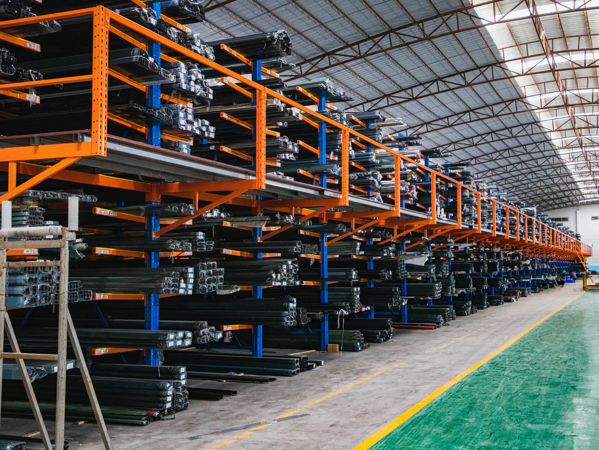 Aluminum door fabrication area