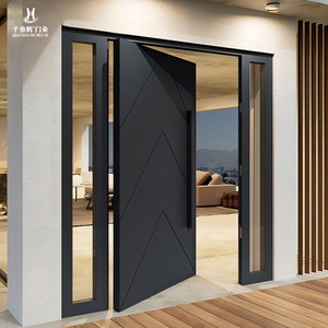 Modern Residential Cast Aluminum Glass Pivot Doors, Custom-made Unequal Double Doors at the Entrance of High-end Residences
