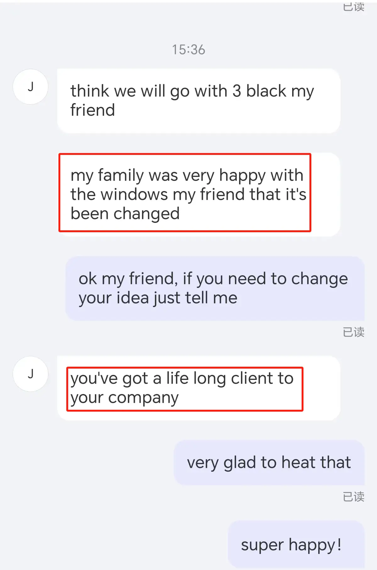 Repeat customer testimonial