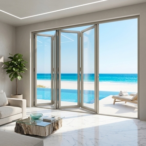 Factory Customized Modern Interior Bi-fold Outdoor Balcony Frameless Glass Doors Panoramic Accordion