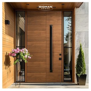 Solid Walnut Aluminum Front Entry Door Double Sidelight