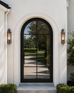 Custom Architectural Aluminum Glass Front Entry Door with Reflective Tempered Glass