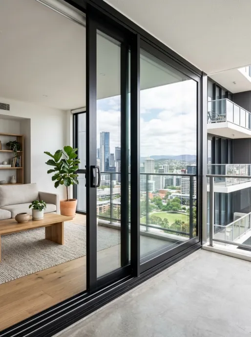 Double glazed aluminum sliding windows