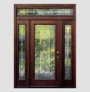 Luxury Solid Wood American Style Front Doors with Glass Entrance