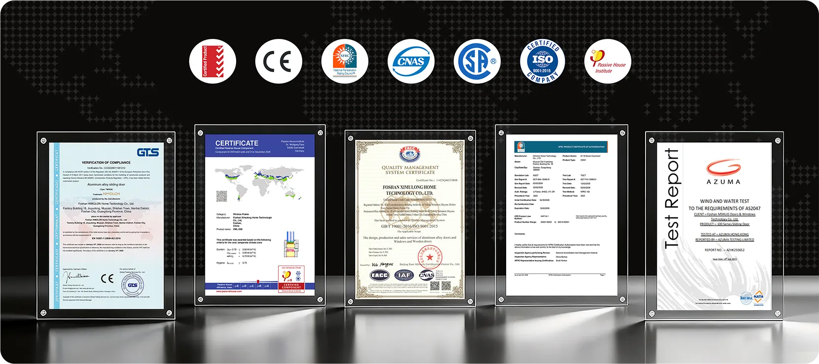 International certifications for Vancoor aluminum windows and doors